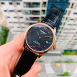 Tissot Le Locle Powermatic 80 Black Dial Black Leather Strap Watch For Men - T006.407.36.053.00