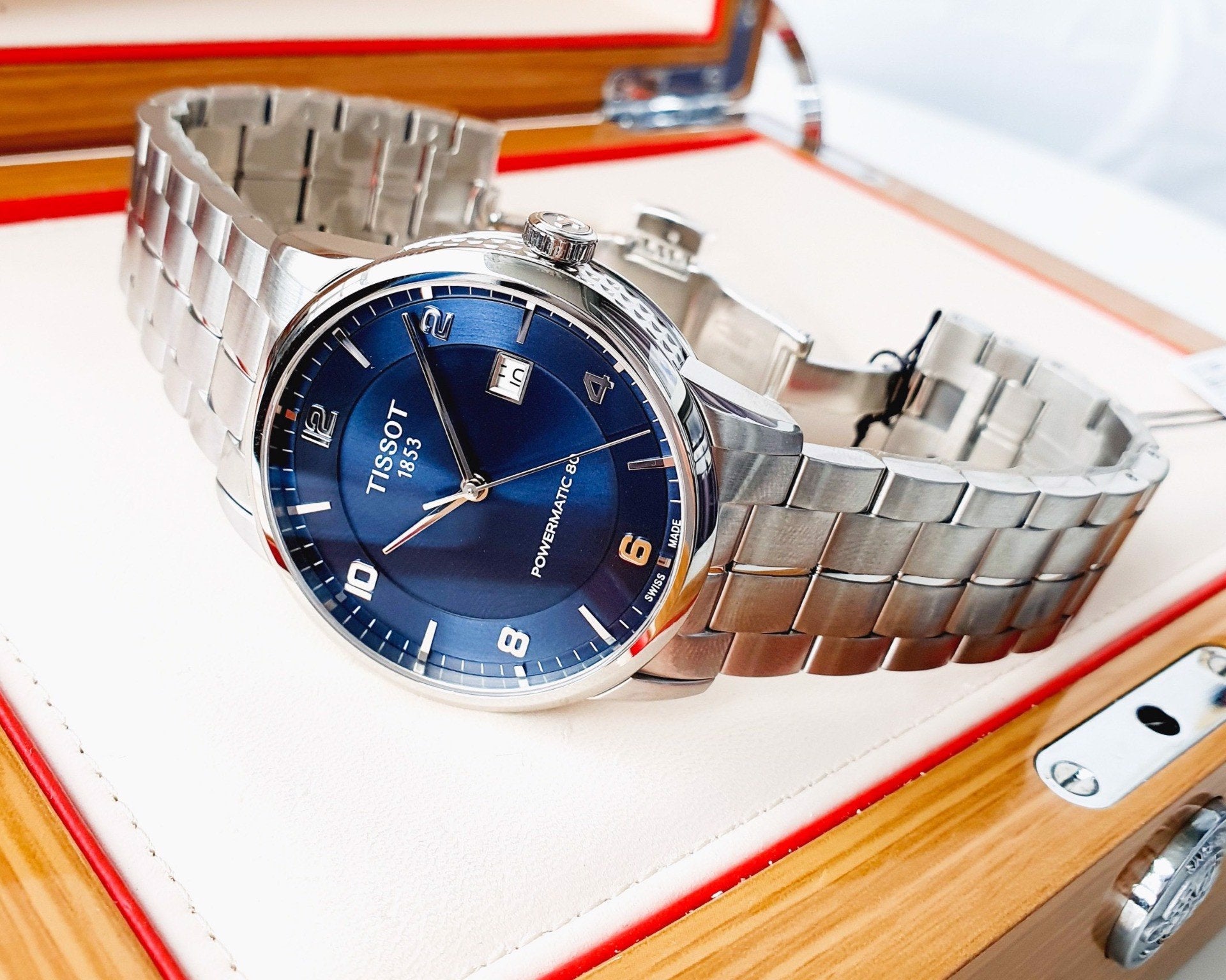 Tissot Luxury Powermatic 80 Blue Dial Silver Steel Strap Watch For Men - T086.407.11.047.00