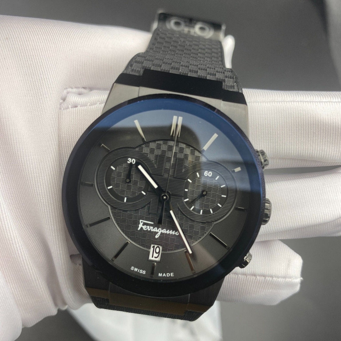 Salvatore Ferragamo Sapphire Black Dial Black Rubber Strap Watch for Men - SFHP00320