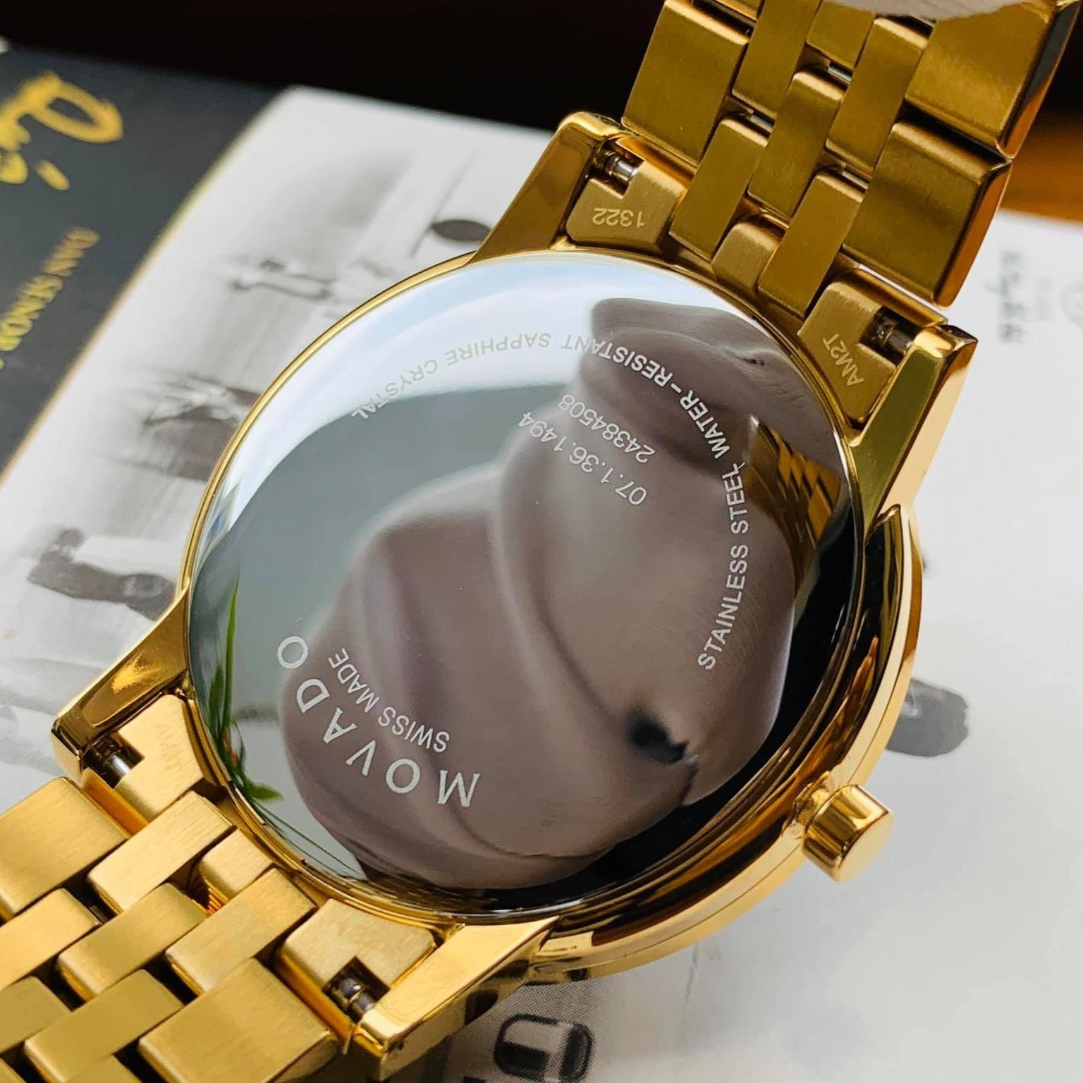 Movado Museum Classic Quartz Black Dial Gold Steel Strap Watch for Men - 0607203