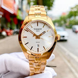 Tissot T Classic PR 100 Lady White Dial Gold Steel Strap Watch for Women - T101.210.33.031.00