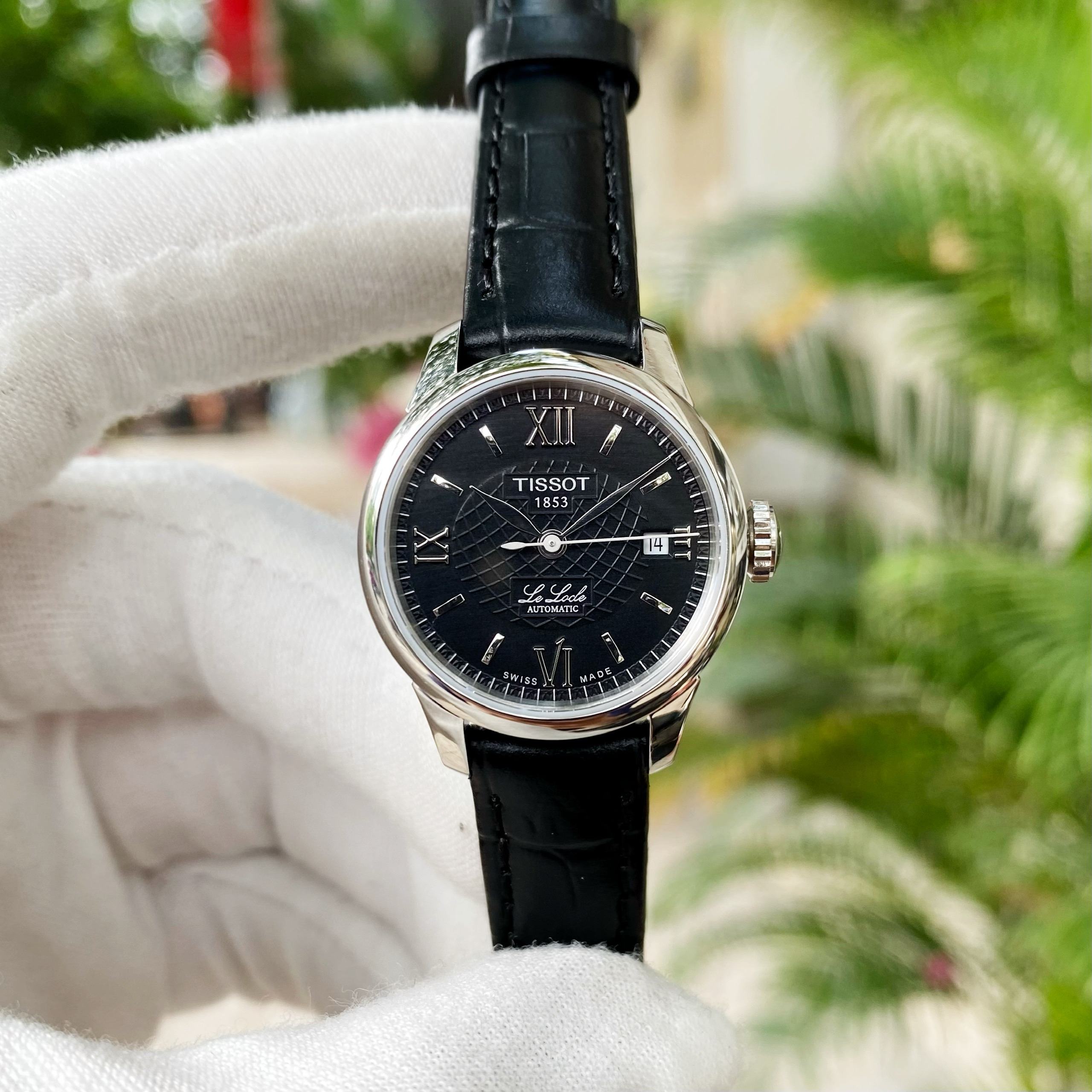 Tissot Le Locle Automatic Lady Black Dial Black Leather Strap Watch for Women - T41.1.123.57