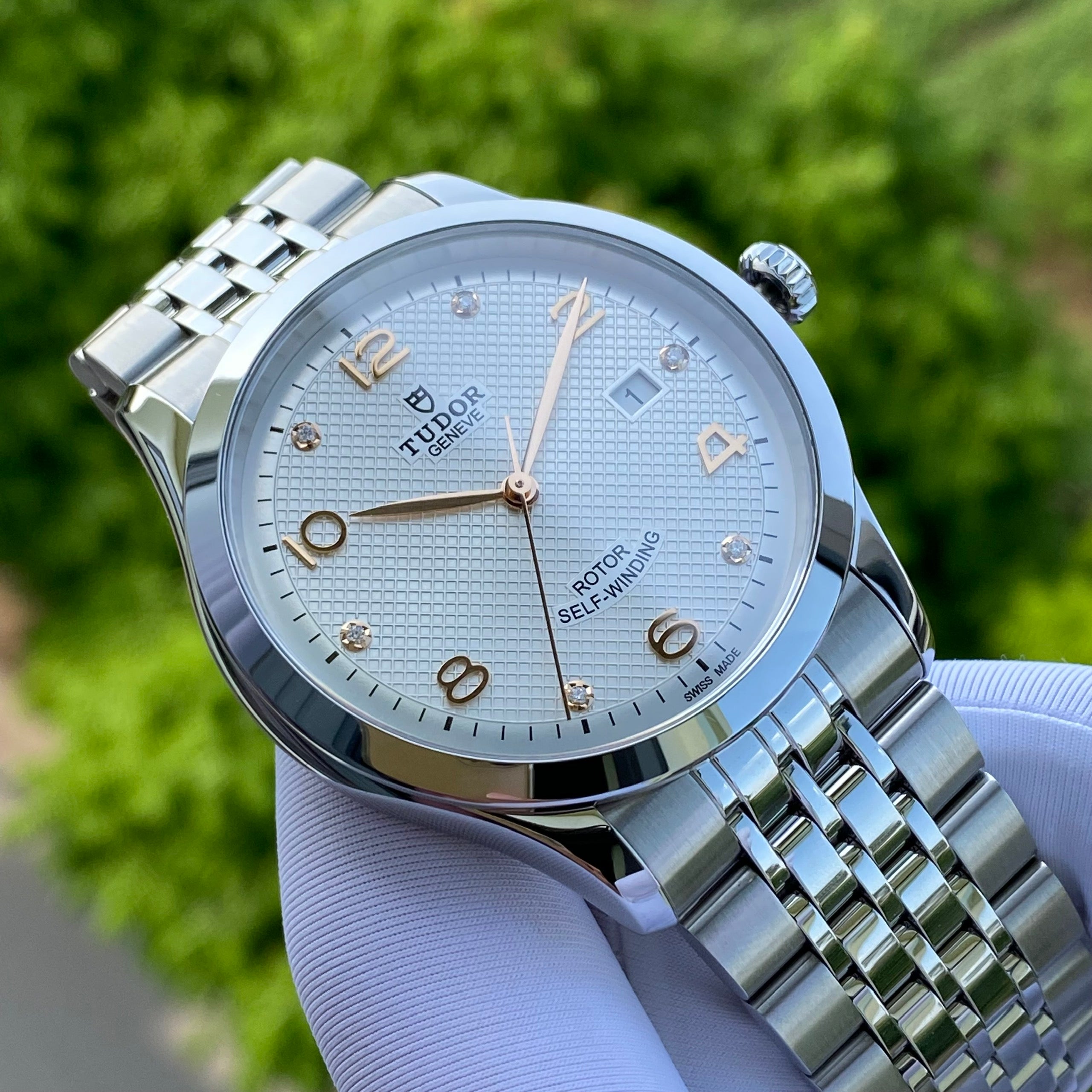 Tudor 1926 Automatic Diamonds Silver Dial Silver Steel Strap Watch for Men - M91650-0003