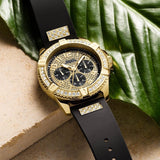 Guess Frontier Crystals Black Dial Black Silicone Strap Watch For Men - W1132G1