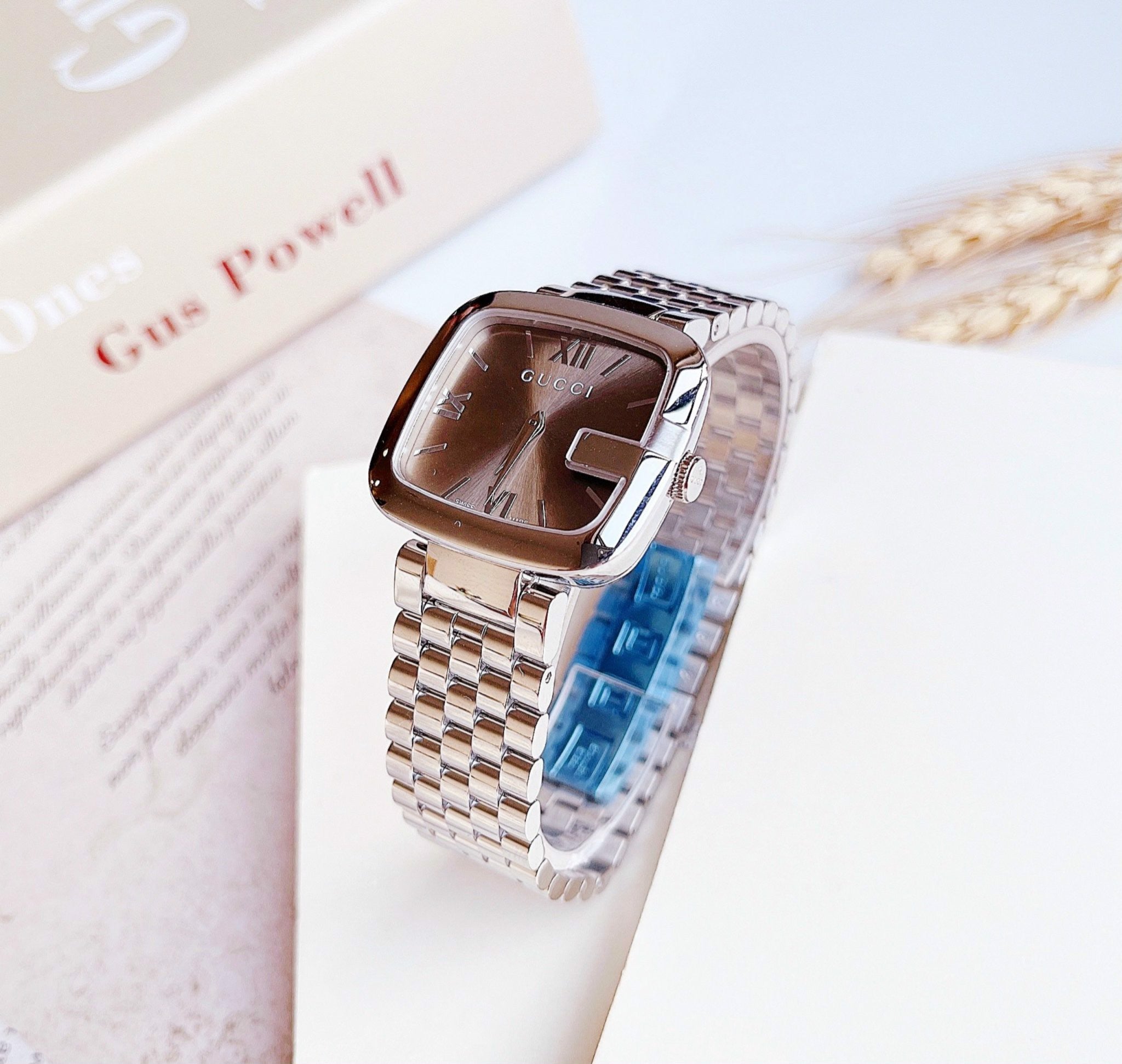 Gucci G-Gucci Brown Dial Silver Steel Strap Watch For Women - YA125413