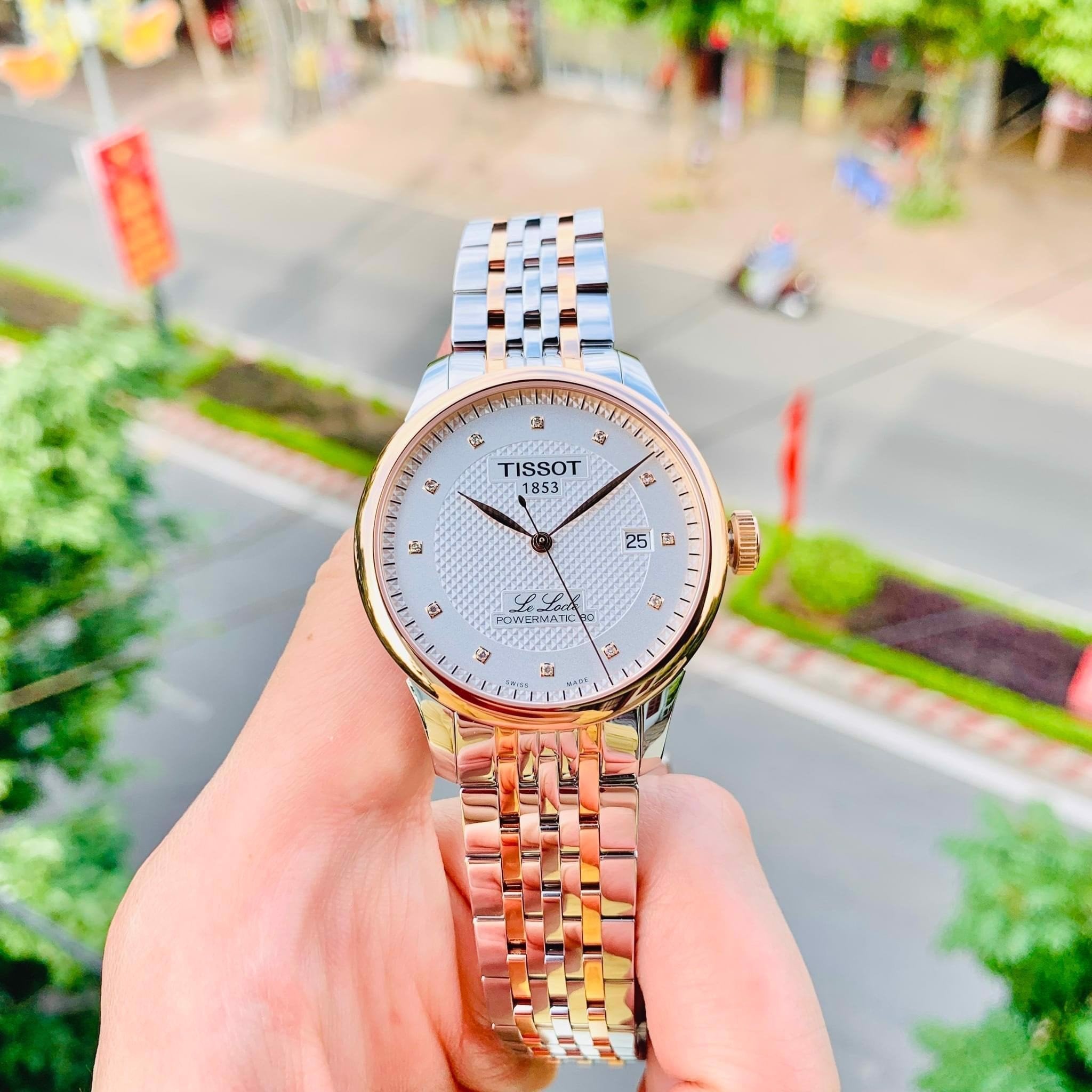 Tissot Le Locle Powermatic 80 Diamonds Silver Dial Two Tone Steel Strap Watch For Men - T006.407.22.036.01