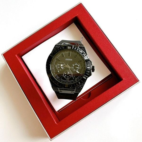 Guess Zeus Multifunction Crystals Black Dial Black Silicone Strap Watch For Men - GW0208G5