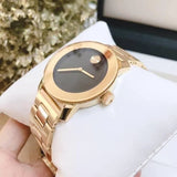 Movado Bold Black Dial Gold Steel Strap Unisex Watch - 3600397