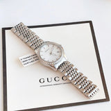 Gucci G Timeless Diamonds Mother of Pearl Dial Silver Steel Strap Watch For Women - YA126506