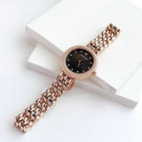 Emporio Armani Rosa Quartz Mother of Pearl Black Dial Rose Gold Steel Strap Watch For Women - AR11372