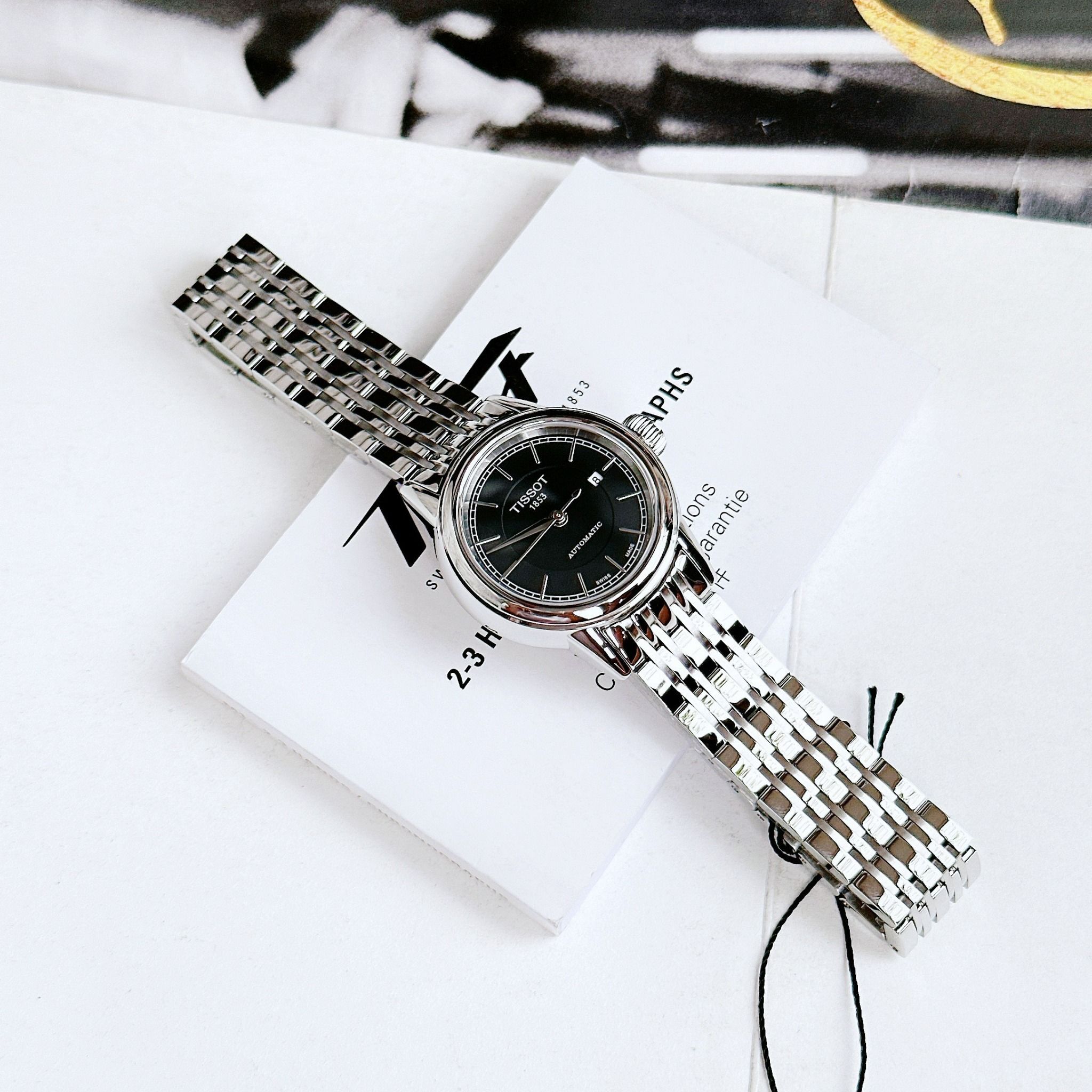 Tissot Carson Automatic Black Dial Silver Steel Strap Watch For Women - T085.207.11.051.00