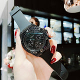 Guess Zeus Multifunction Crystals Black Dial Black Silicone Strap Watch For Men - GW0208G5