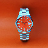 Citizen x Pantone Automatic Blazing Red Dial Silver Steel Strap Watch For Men - NJ0158-89W