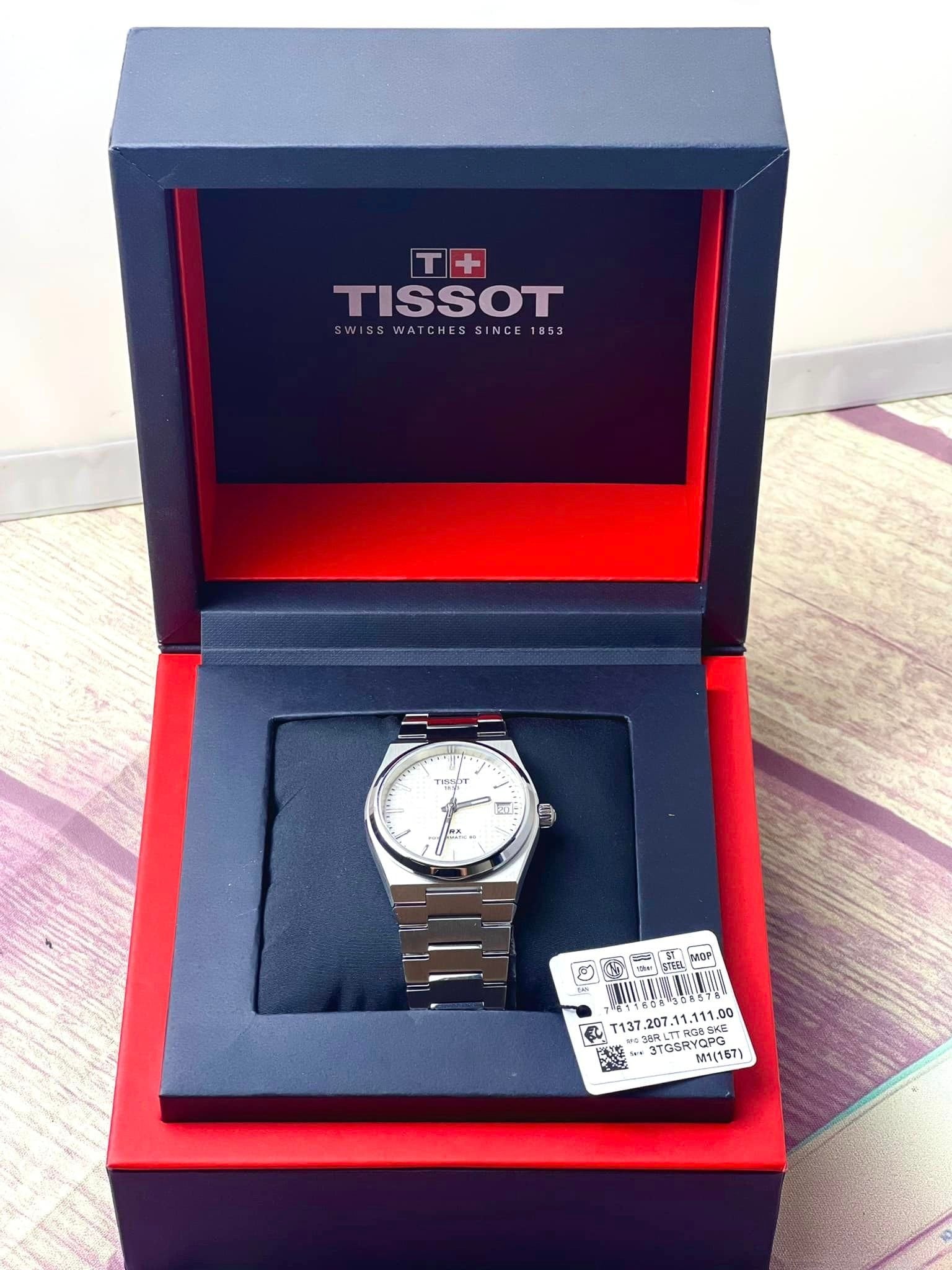 Tissot PRX Powermatic 80 White Dial Silver Steel Strap Watch for Men - T137.207.11.111.00