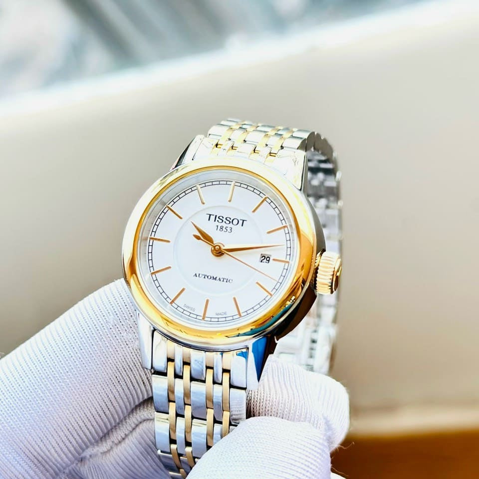 Tissot Carson Automatic Silver Dial Two Tone Steel Strap Watch For Women - T085.207.22.011.00