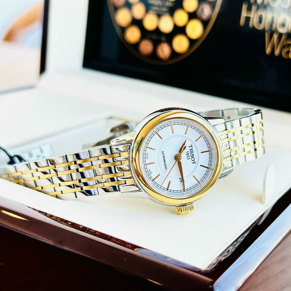 Tissot Carson Automatic Silver Dial Two Tone Steel Strap Watch For Women - T085.207.22.011.00