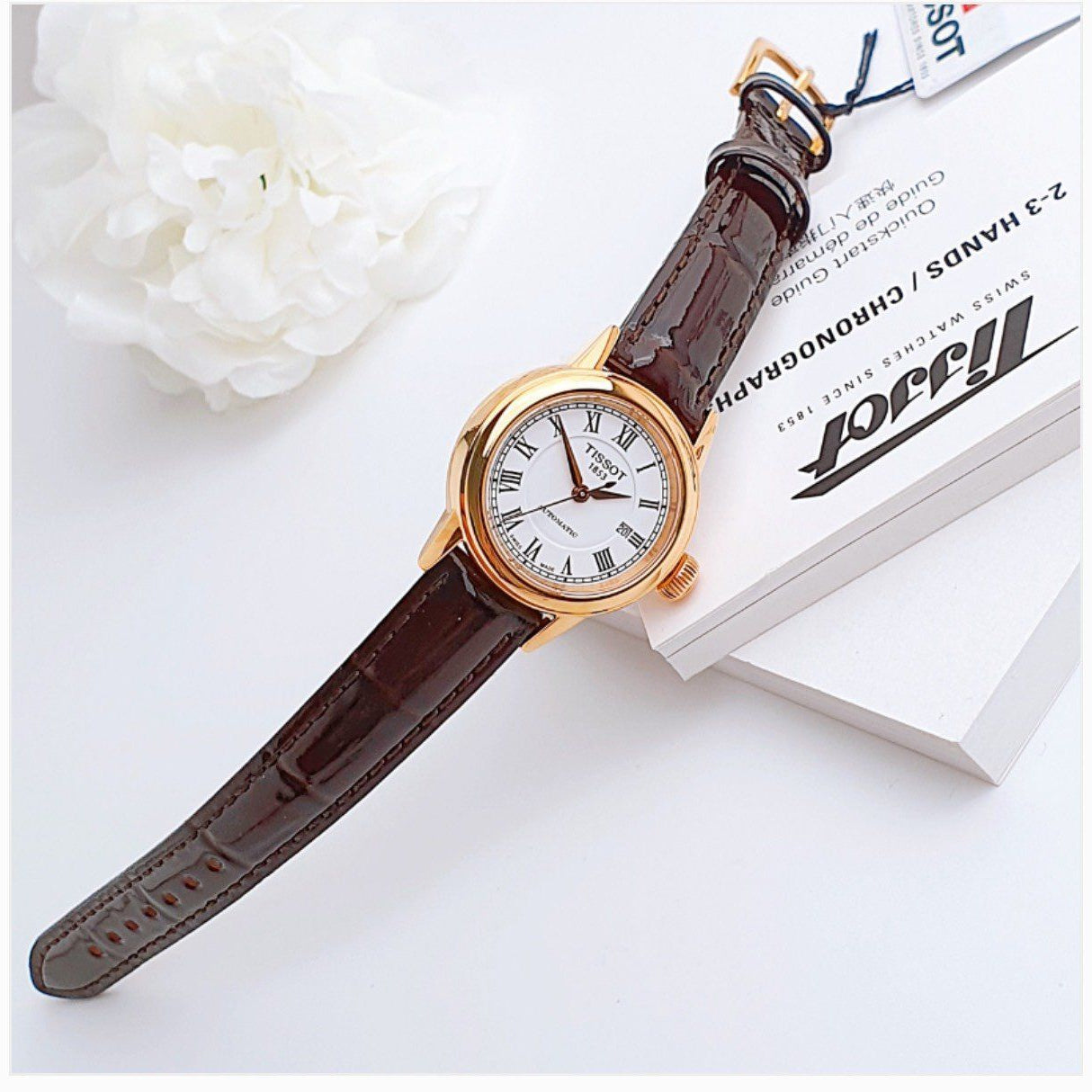 Tissot T Classic Carson White Dial Brown Leather Strap Watch For Women - T085.207.36.013.00