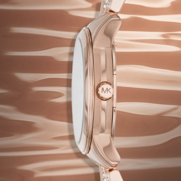 Michael Kors Runway Mother of Pearl Dial Rose Gold Steel Strap Watch For Women - MK6856