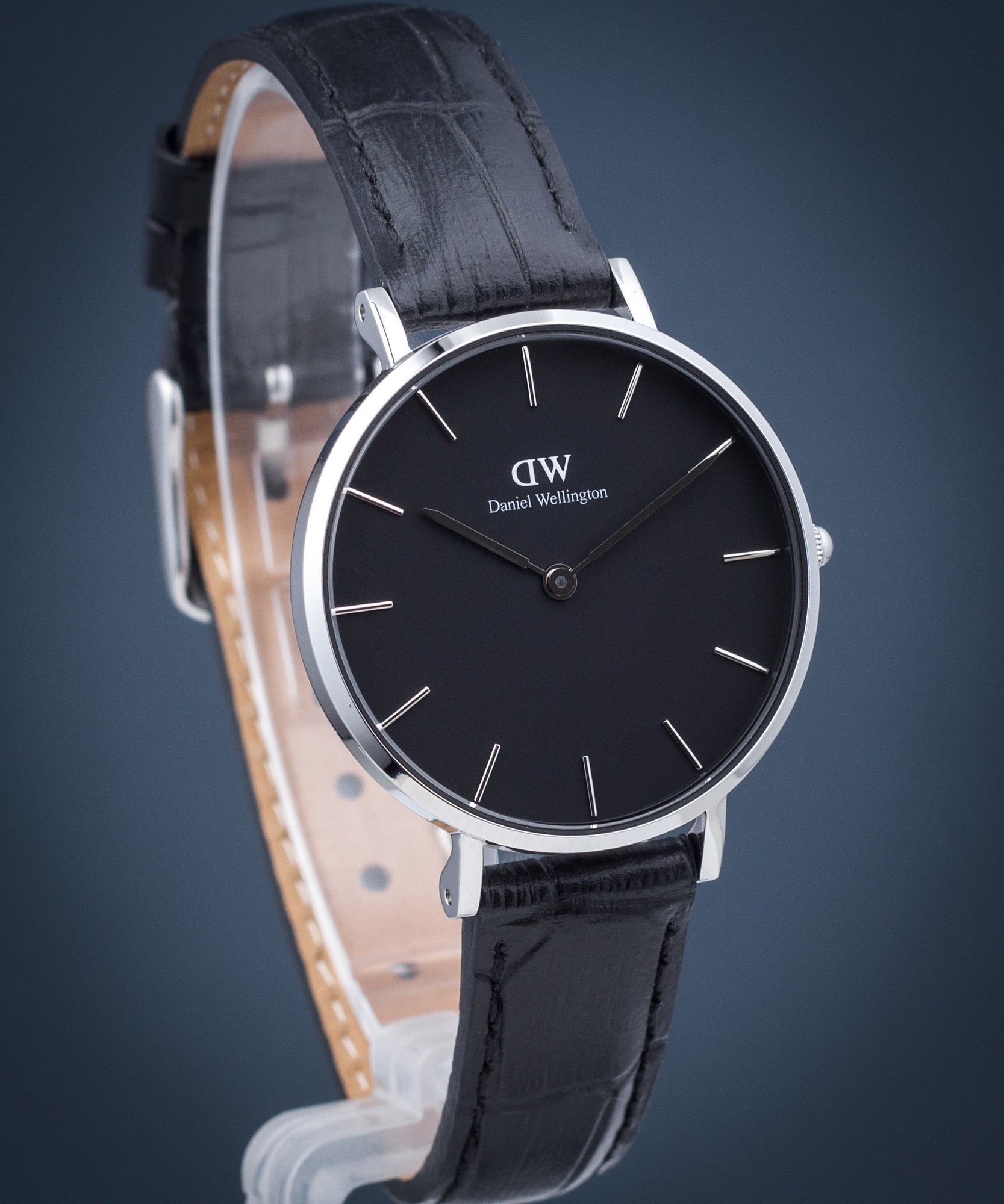 Daniel Wellington Classic Petite Reading Black Dial Black Leather Strap Watch For Women - DW00100179