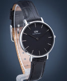 Daniel Wellington Classic Petite Reading Black Dial Black Leather Strap Watch For Women - DW00100179