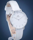 Daniel Wellington Petite Bondi White Dial White Leather Strap Watch For Women - DW00100190