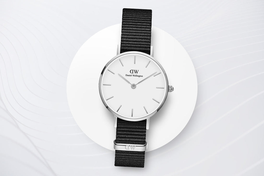 Daniel Wellington Classic Petite Cornwall White Dial Black Nylon Strap Watch For Women - DW00100252