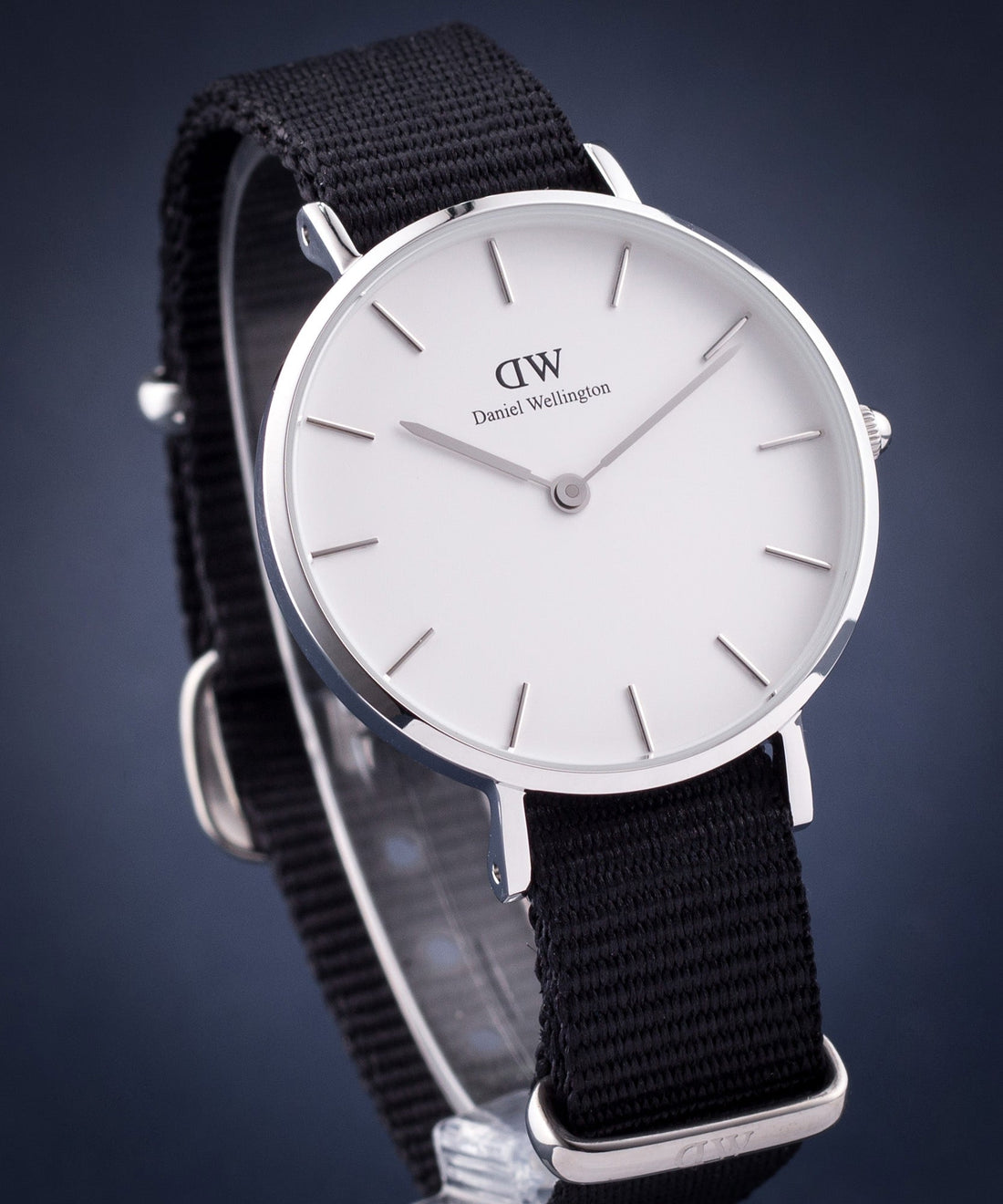 Daniel Wellington Classic Petite Cornwall White Dial Black NATO Strap Watch For Women - DW00100254