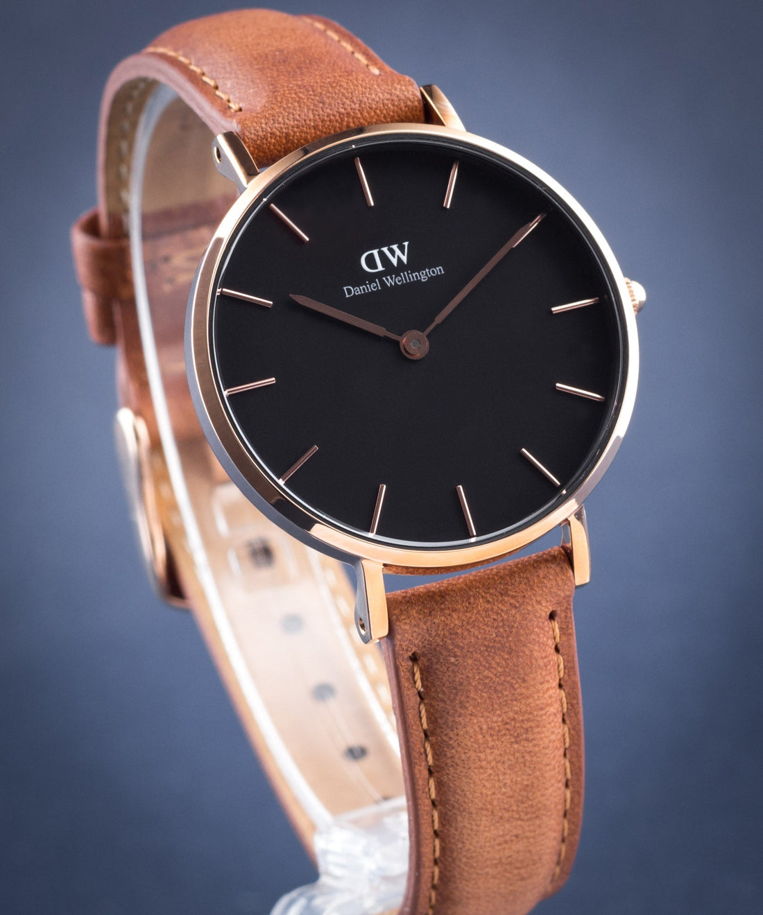 Daniel Wellington Classic Petite Durham Black Dial Brown Leather Strap Watch For Women - DW00100166