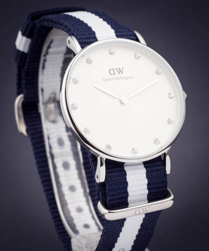 Daniel Wellington Classy Glasgow White Dial Two Tone Nylon Strap Watch For Women - DW00100082