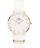 Daniel Wellington Classic Petite Dover White Dial White Nylon Strap Watch For Women - DW00100311