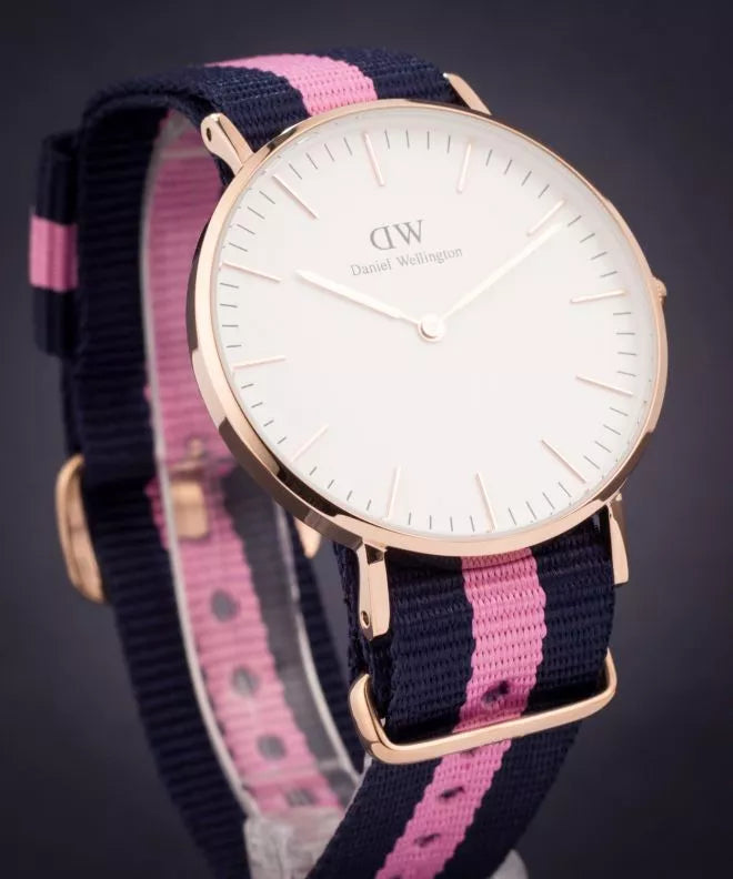 Daniel Wellington Classic Winchester White Dial Three Tone Nylon Strap Watch For Women - DW00100033