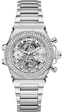 Guess Fusion Chronograph Crystals Silver Dial Silver Steel Strap Watch For Women - GW0552L1