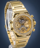 Guess Fusion Chronograph Gold Dial Gold Steel Strap Watch for Women - GW0552L2