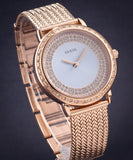 Guess Willow Crystal Blue Dial Rose Gold Mesh Bracelet Watch For Women - W0836L1