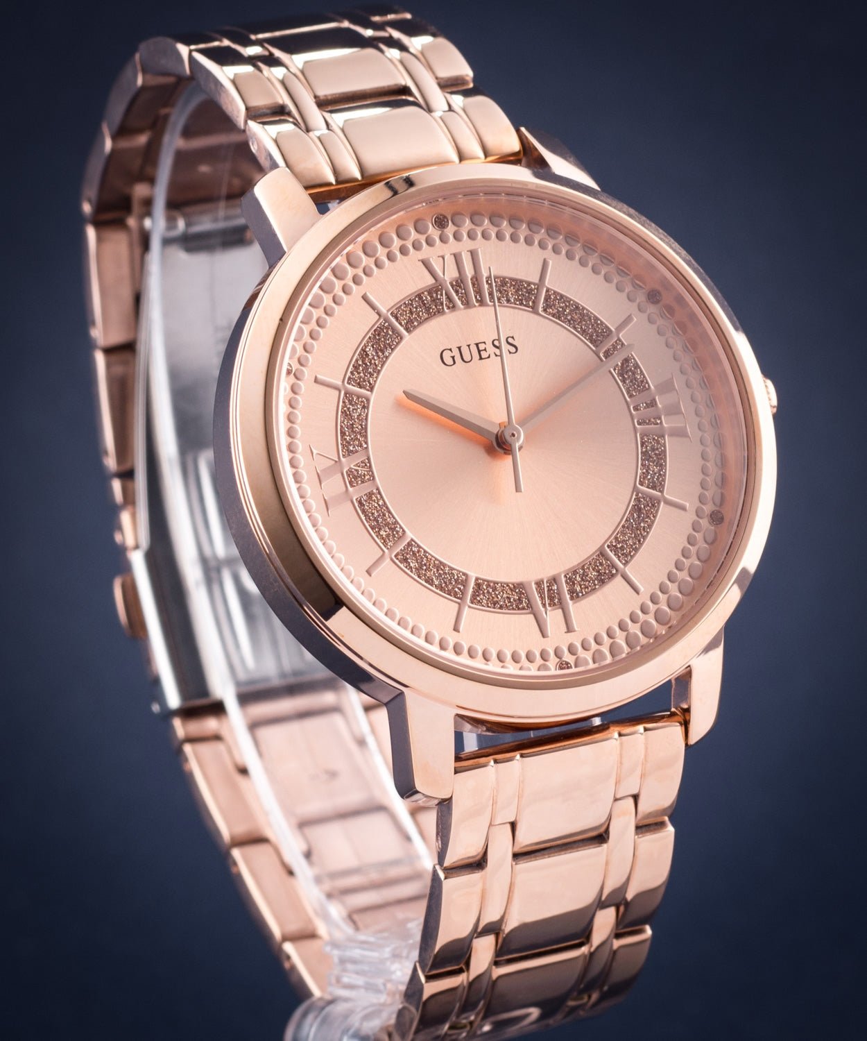 Guess Montauk Rose Gold Dial Rose Gold Steel Strap Watch For Women - W0933L3