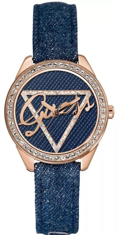 Guess Little Flirt Quartz Blue Dial Blue Leather Strap Watch For Women - W0456L6