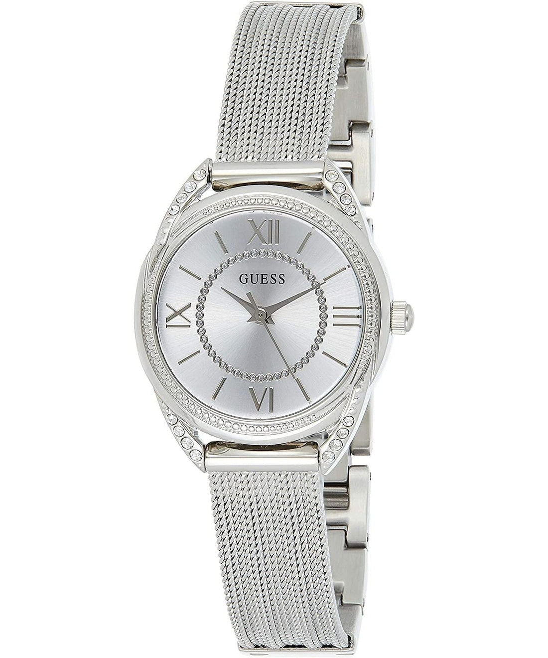 Guess Whisper Silver Dial Silver Mesh Bracelet Watch for Women - W1084L1
