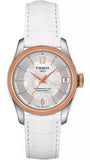 Tissot T-Classic Powermatic 80 Mother of Pearl Silver Dial White Leather Strap Watch For Women - T108.208.26.117.00