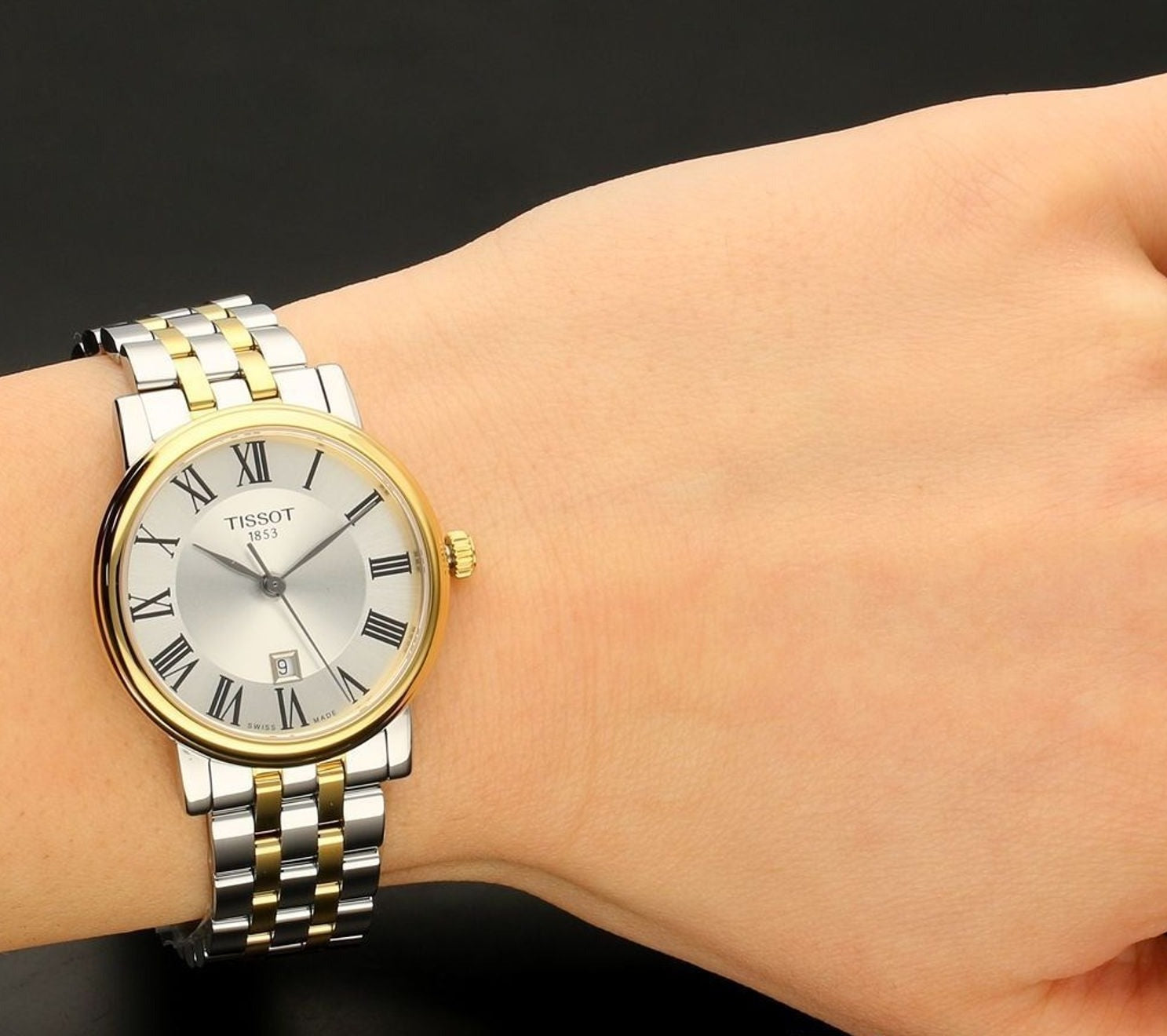 Tissot T Classic Carson Lady Premium Silver Dial Two Tone Steel Strap Watch For Women - T122.210.22.033.00