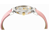 Versace V-Motif Silver Dial Pink Leather Strap Watch for Women - VERE00118