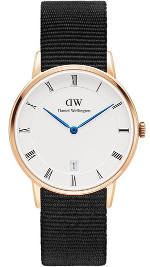 Daniel Wellington Dapper Cornwall White Dial Black Nylon Strap Watch For Women - DW00100263
