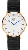 Daniel Wellington Dapper Cornwall White Dial Black Nylon Strap Watch For Women - DW00100263