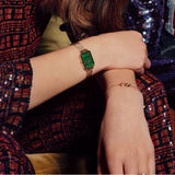 Daniel Wellington Quadro Melrose Green Dial Rose Gold Mesh Strap Watch For Women - DW00100437