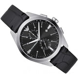 Emporio Armani Claudio Chronograph Black Dial Black Leather Strap Watch For Men - AR11542