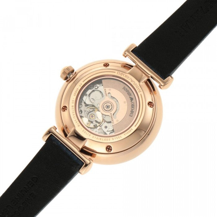 Emporio Armani Gianni T-Bar Analog Silver Dial Blue Leather Strap Watch For Women - AR60020