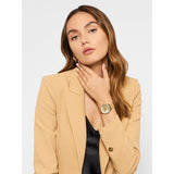 Guess Tri Glitz Quartz Diamonds Gold Dial Gold Mesh Bracelet Watch For Women - W1142L2