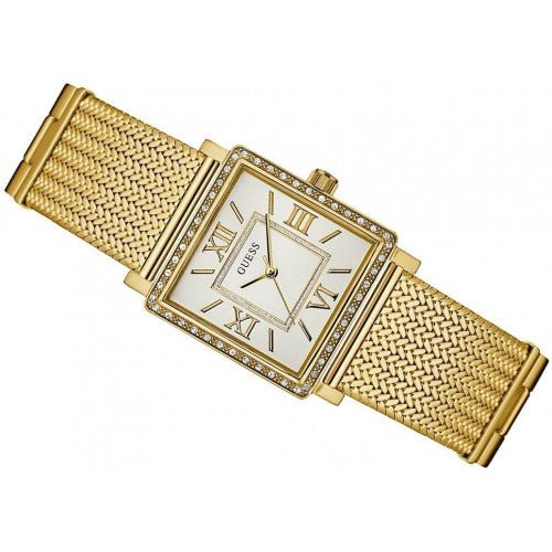 Guess White Dial Gold Mesh Bracelet Watch For Women - W0826L2