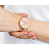 Guess Tri Glitz Quartz Diamonds Rose Gold Dial Rose Gold Mesh Bracelet Watch For Women - W1142L4