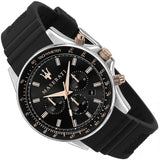 Maserati SFIDA 44mm Black Silicon Chronograph Watch For Men - R8871640002