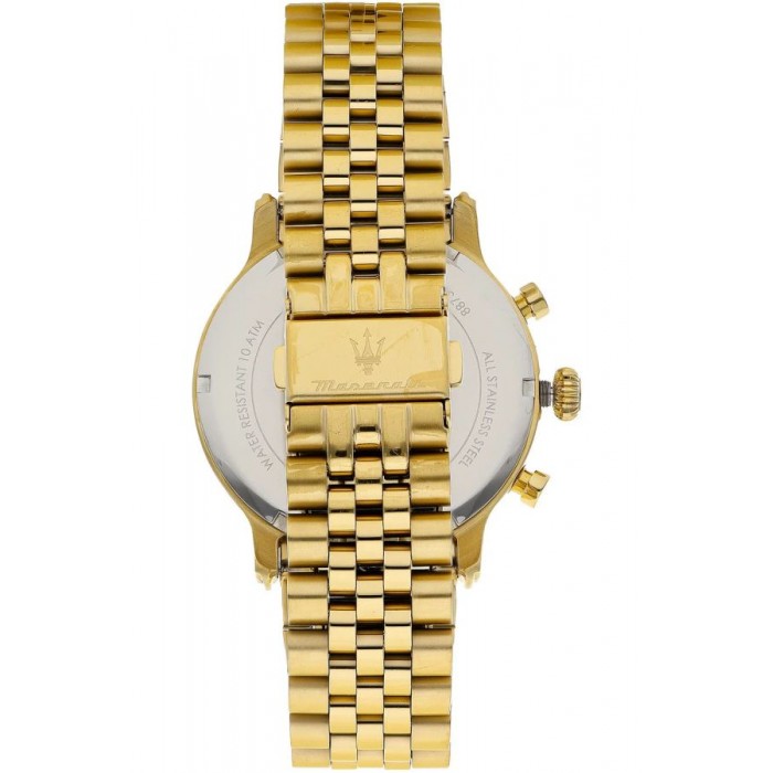 Maserati Epoca Chronograph Black Dial Gold Steel Strap Watch For Men - R8873618023